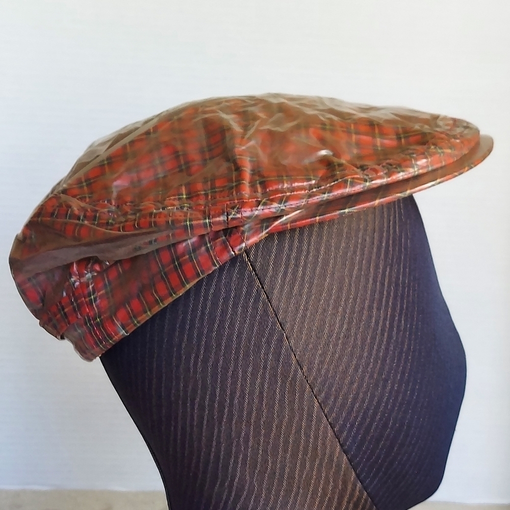 Vtg Red Plaid Cort Rain Cap by Cort Exclusive to J.L. Hudson Adjustable Strap